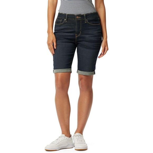 Women's Cotton Blend Bermuda Shorts Mid-Rise 9-11 Inch Cuffed Size 8